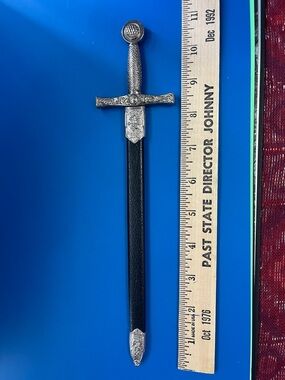 Decorative Miniature Excalibur Letter Opener in Black and Silver